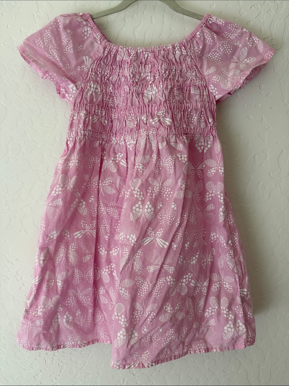 🦋 okie dokie Pink Dress with White Butterfly Print - 5T